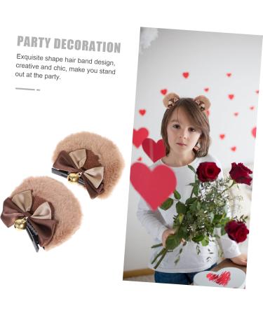 Beavorty 2 Pairs bear ear hair clip hair style hairdo bear ears hair clips hairpins hair for women ladies headbands fluffy animal ears hair accessories for girls hair accessories cute - Buy Online on GoSupps.com