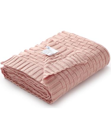 mimixiong Baby Blanket Soft Cozy 100% Cotton Knit Swaddle Baby Blanket for Newborn Boys Girls - Pink 100 x 80cm Pink - Waffle