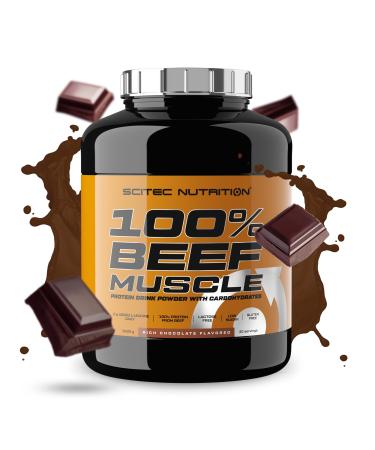Scitec Nutrition 100% Beef Muscle, Flavored Protein Powder Drink with Carbohydrates, L-Leucine & Sweeteners, Lactose Free, Gluten Free, Low Sugar, 3180g, Chocolate