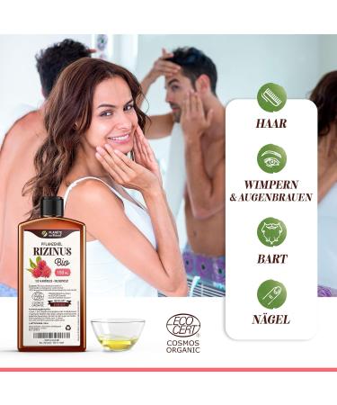 Organic Castor Oil 250 ml - 100% Pure & Cold Pressed for Eyelashes Eyebrows Hair Beard & Nails - Natural Beauty Essential - Buy Online on GoSupps.com