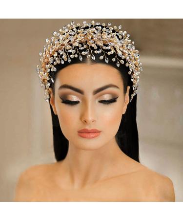 ZHENM Rhinestone Wedding Hair Band Bridal Headband - Golden | Wedding Hair Accessories for Brides - Buy Online on GoSupps.com
