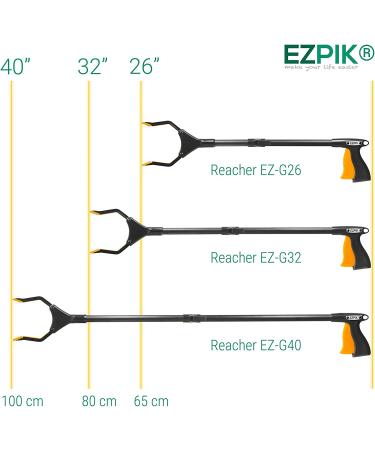 EZPIK 40 Inch Long Reach Grabber Reacher Tool - Heavy Duty Trash Picker Upper with Rotating Head and Magnet - Extended Grabber Pickup Tool - Buy Online on GoSupps.com