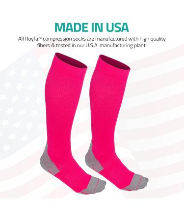 Royfa Compression Socks for Women & Men - 15-20 mmHg Support for Sports & All-Day Wear - Large Pink Performance Socks - Buy Online on GoSupps.com
