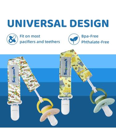 Smlpuame Baby Pacifier Chain - 6 BPA-Free Fabric Bands for Boys & Girls Dino Designs Fits Most Pacifiers & Teething Toys - Perfect Dummy Clips! - Buy Online on GoSupps.com