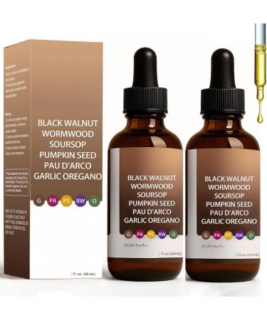 Black Walnut Wormwood Cleanse Drops Digestion Aid & Boosts Energy - Non-GMO & Vegan 2pc