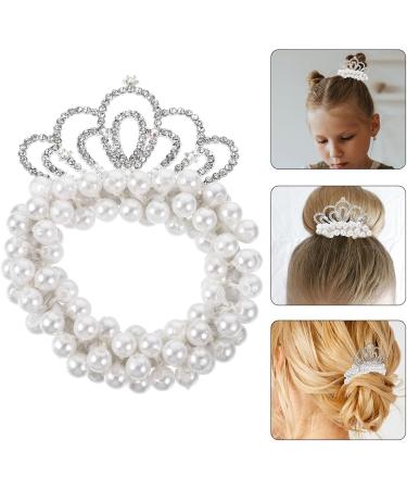 Beavorty pearl crown hair ties girls hair ties elastic ponytail holder hair ties for girls pearl hair scrunchies hair scrunchies for girls child plastic hair accessories pearl beads - Buy Online on GoSupps.com