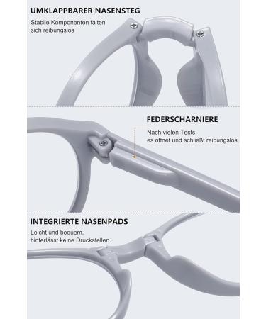 Buy Lanomi Foldable Varifocal Glasses | Blue Light Filter Reading Glasses | Compact Progressive Multifocal Visual Aid | Ultralight Portable Multifocus Eyewear with Case (Gray/White) 1.0x - Buy Online on GoSupps.com