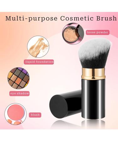 Retractable Makeup Brush 2 Piece Kabuki Brush Foundation Brush Travel Blush Brush Angled Cosmetic Brush Portable Powder Brush with Cover Flat Top Bronzer Brush with Aluminum Handle - Buy Online on GoSupps.com
