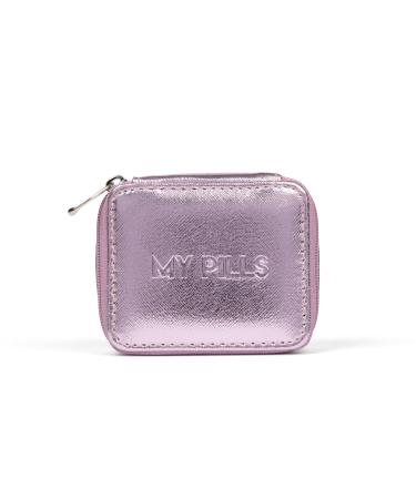 MIAMICA Zippered My Pills Pill Case with 8-Day Removable Plastic Medicine Organizer Disco Pink 3.5 L x 2.75 W x 1.25 H Keep Your Vitamins and Pills Organized Compact and Sleek Pill Box