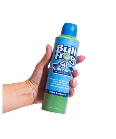 Bullfrog Quik Spray Sunscreen SPF 50 | Broad Spectrum UVA/UVB Protection | Oxybenzone & Octinoxate Free | 6oz - Buy Online on GoSupps.com