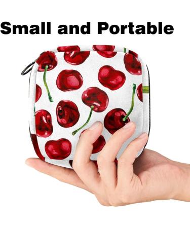 Portable Women's Binding-Up Bags | Menstrual Cup & Pad Bags for Teenage Girls | Multicolored Red Cherry Design - Buy Online on GoSupps.com
