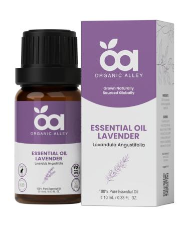 Lavender Essential Oil by Organic Alley | 100% Pure Therapeutic Grade | Natural Aromatherapy Oil | Essential Oil for Relaxation | Lavandula Angustifolia (0.33 Fl Oz Lavender)