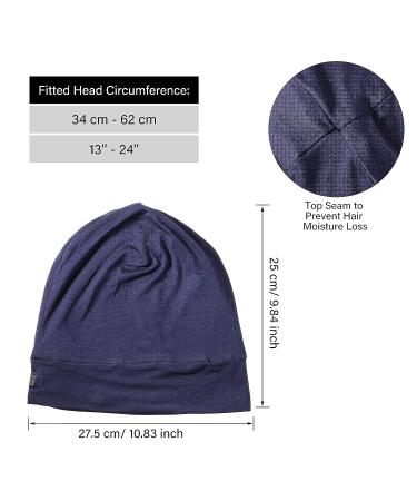 2-Piece Silk Satin Bonnet Set for Men with Natural Curly Hair - Black & Navy Blue - Buy Online on GoSupps.com