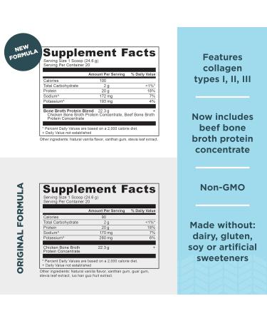 Ancient Nutrition Beef Bone Broth Protein Powder Salted Caramel 20 Servings + Bone Broth Protein Powder Vanilla 20 Servings - Buy Online on GoSupps.com
