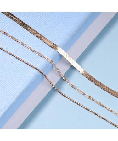 Punk Layered Chain Necklace | Gold Flat Snake Choker | Vintage Herringbone & Chunky Jewelry for Women & Girls - Buy Online on GoSupps.com
