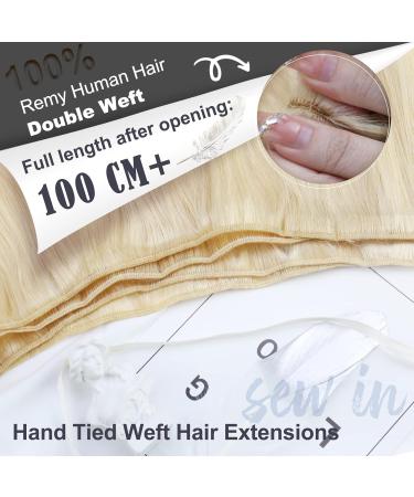 18Inch Hair Extensions Weft Human Hair Sew in Hair Extensions Ash Blonde Full Head Sew in Weft Human Hair Extensions Ash Blonde with Platinum Blonde #18/613 100g - Buy Online on GoSupps.com