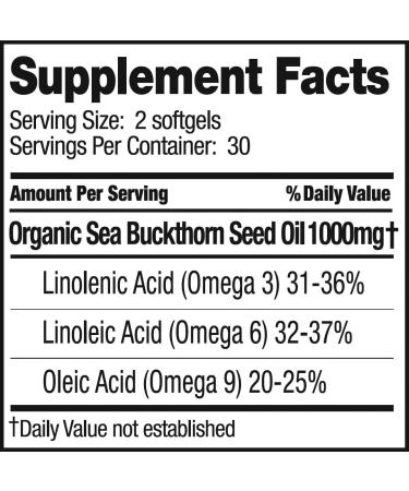 Organic Sea Buckthorn Seed Oil Softgels - 60 Count - Buy Online on GoSupps.com