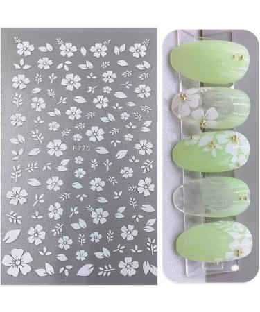 Spring Cherry Blossom Nail Art Stickers Decals - 8 Sheets 3D Self Adhesive Pegatinas, Gold White Flower Design for Manicure - Women Girls Kids - Buy Online on GoSupps.com