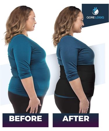 QORE LOGIQ XXL Abdominal Binder for Men + Women - Post Surgery Compression Garment & Hernia Belt - C Section Belly Binder - Adjustable Black - Buy Online on GoSupps.com