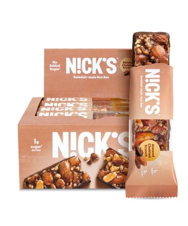 Nick's Keto Nut Bar, Almond Chocolate, Keto Nut Snack for Sports, Hiking & Outdoor Activities, 1G sugar, 3G net carbs, healthy snack, (pack of 12)