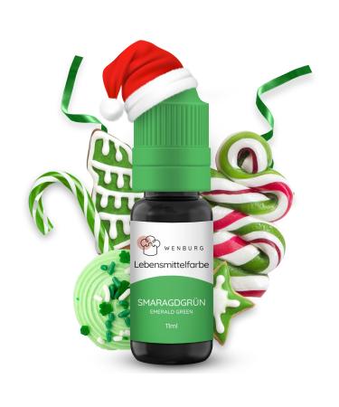 Wenburg food coloring green 11ml highly concentrated made in EU sugar -free fluid liquid for coloring dough drinks flavors slime (emerald green)