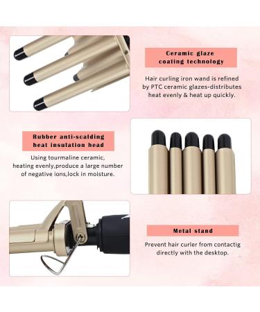 Hair Crimper Iron 5 Barrel Curling Iron Wand - 0.6 Inch Ceramic Waver & Curler with Dual Temperature Settings for Perfect Waves - Buy Online on GoSupps.com