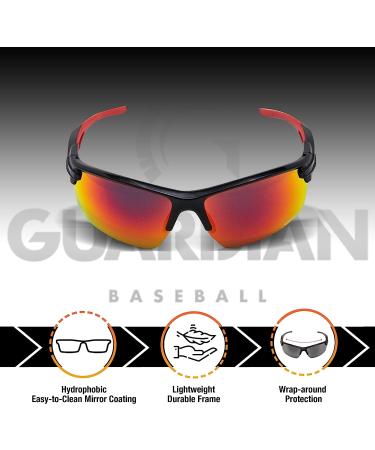 Guardian Baseball Sunglasses | Sports Sunglasses for Men, Women, and Youth | Ideal for Cycling, Running, Boating | Black/Red - Buy Online on GoSupps.com
