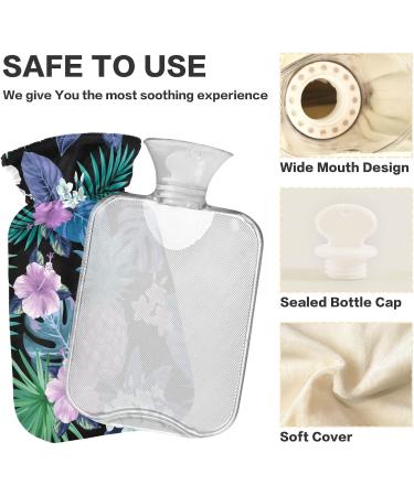 Naanle 1L Hot Water Bottle with Pineapple Palm Leaves Cover | Exotic Flowers | Pain Relief for Back Hands & Feet | Heat & Cold Therapy - Buy Online on GoSupps.com