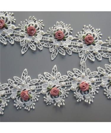 Vintage Cotton Eyelash Pearl Flowers Lace Trim Fabric - DIY Sewing Supplies for Costume & Hat Decoration - Buy Online on GoSupps.com