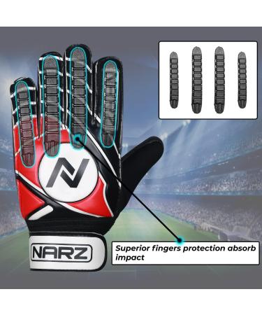 Buy Narcz Children's Football Goalkeeper Gloves - Super Grip Latex & Shock-Damping - Red Gloves for Boys & Girls - Buy Online on GoSupps.com