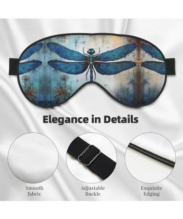 Art Blue Dragonfly Print Unisex Sleep Eye Mask - Soft Comfort Eye Shade for Travel Yoga & Shift Work - Black - Buy Online on GoSupps.com