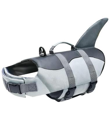 Izefia dog swimming jacket swimming swimming protection mantle with grip for small dog puppies big dog shark mermaid s shark - gray