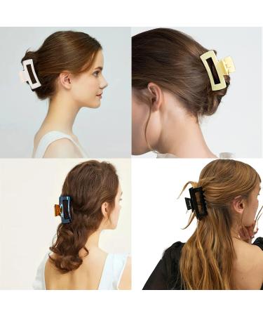 DMFOREST 5Pcs Hair Claw Clips 5 Colors Hairpin for Thick Thin Fine Long Hair Nonslip Large Claw Clip Strong Hold Rectangular Hair Clips Fashion Hair Accessories for Women Girls - Buy Online on GoSupps.com