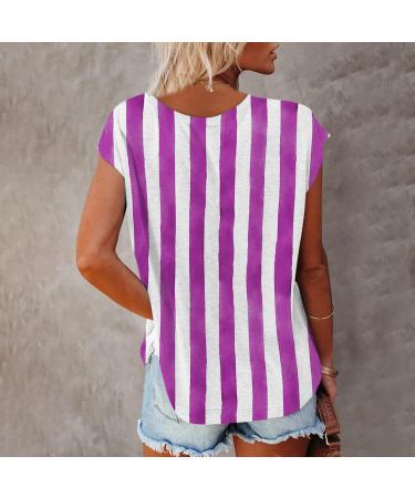 Short Sleeve T Shirts Clothing Woman T-Shirt Casual Black Clothing Top Women's Floral Pattern for Women Crop Tops Shirt Shirts Top Women's Summer Tank Top 1 Purple L - Buy Online on GoSupps.com