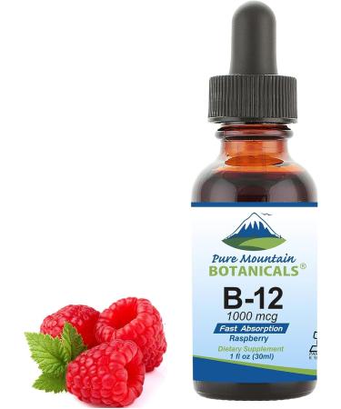 Pure Mountain Botanicals B12 Vitamin 1000 mcg Kosher Drops - Natural Berry Flavor - 1oz Bottle - Buy Online on GoSupps.com