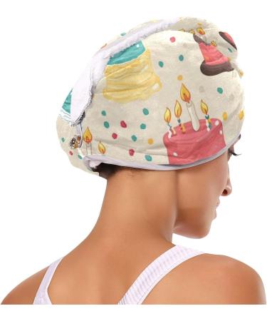 Super Absorbent Birthday Cakes Hair Towel 2 Pack - Quick Dry Hair Turbans for Women & Girls - Buy Online on GoSupps.com