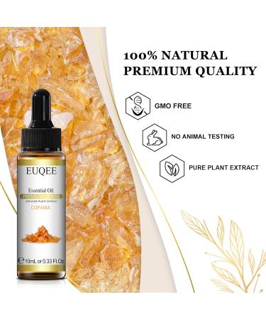 EUQEE Copaiba Essential Oil 10ml - 100% Natural Aromatherapy Oil for Diffusers, Relaxation, and Candle Making - Buy Online on GoSupps.com