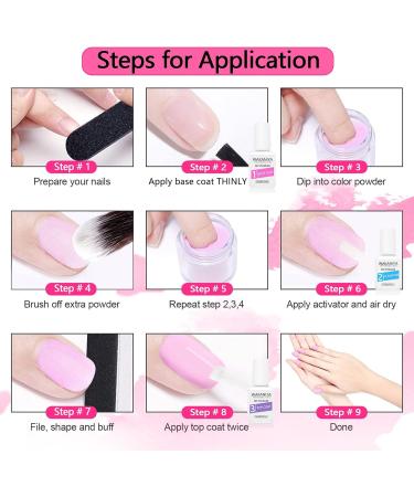 Dipping Powder Nail Kit - 12 Color Set for DIY & Salon Manicure - wakaniya Starter Kit with Base, Top Coat, Activator, Brush, Saver - Clear, White, Nude, Silver French Dip System - Buy Online on GoSupps.com