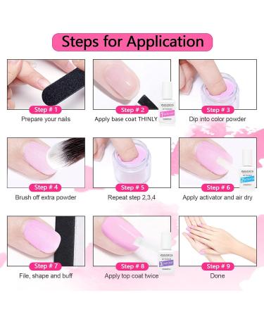 Nail Powder Starter Set | 12 Color Dipping Powder Kit for Home & Salon - Base Top Coat Activator & Brush Included - Buy Online on GoSupps.com