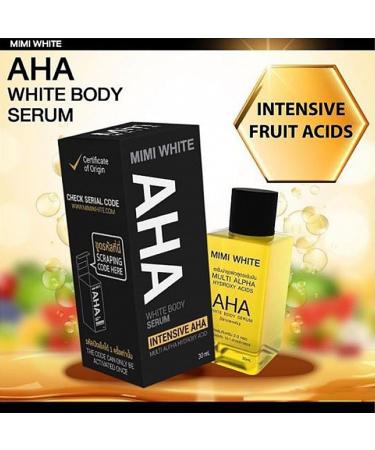 MIMI White AHA Youthful Radiant Glowing Moisturizing Serum - Natural Organic Vitamin & Mineral Rich Serum Intensive Nourishing AHA Body Serum - Multi Alpha Hydroxy Acids - Buy Online on GoSupps.com