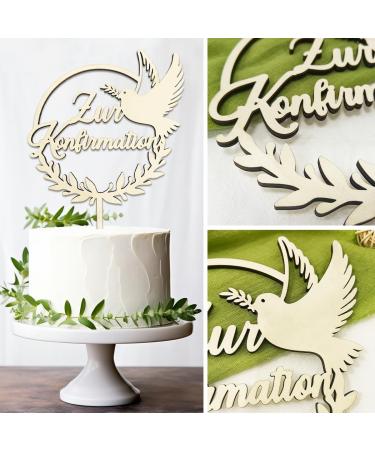 Wooden Confirmation Cake Topper - Elegant Confirmation Decoration for Young Girls - Buy Online on GoSupps.com