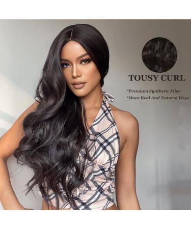 Esmee Long Wavy Black Synthetic Wig - 26 Inches | Heat Resistant for Daily Wear, Parties & Cosplay - Buy Online on GoSupps.com