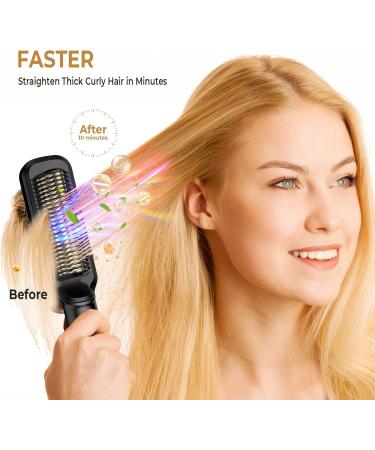 Hair Straightener Brush - Ceramic Coated Fast Heating 20s 6 Temp Settings 210-400F Dual Voltage Travel Comb - Buy Online on GoSupps.com