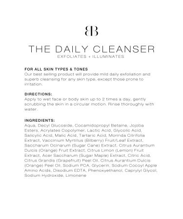 BIBA DE SOUSA Daily Cleanser - Exfoliating Face & Body Wash for Normal Oily Blemished Skin | Illuminates & Refines Skin (8 oz) - International Shipping Available - Buy Online on GoSupps.com