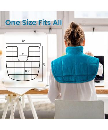 2.4lb Weighted Heating Pad for Neck and Shoulders | Electric Heat Pad with 6 Levels | Pain Relief for Neck Cramps | 4 Auto-Off | 22x22 Blue | Gifts for Mom, Dad, Men, Women - Buy Online on GoSupps.com