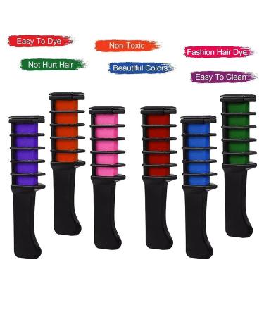 6pcs Colorful Hair Chalk Combs - Temporary Washable Rainbow Pastel Coloring for Instant Hair Makeover - Buy Online on GoSupps.com