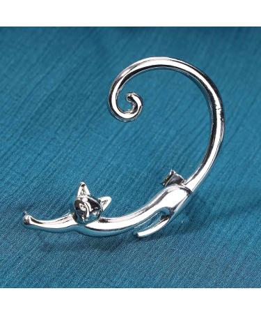 Cat Ear Climber Silver Earrings | Unique Cat Cuff & Clip-On Jewelry for Cat Lovers - Buy Online on GoSupps.com