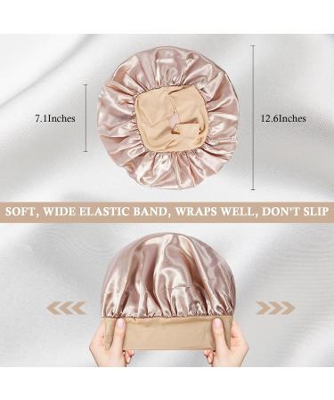 Satin Silk Bonnet Set for Sleeping - 4 Pcs Elastic Wide Band Hair Wraps (Black Red Purple Gold) - Soft & Breathable Sleep Caps - 12.6 Inch - Buy Online on GoSupps.com