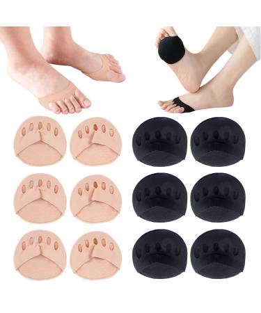 Viksaun 6 pair of feet toes toes fabric forefoot pads toe topper liner socks toe socks invisible high heels forefoot pads forefoot shoes pads metatarsal pads high heels forefoot pad