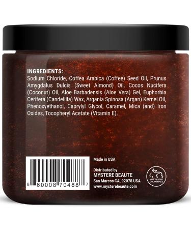 MYST RE BEAUT Arabica Coffee Body Scrub - Exfoliating Natural Skin Care with Coconut Oil & Vitamin E - Reduces Cellulite, Stretch Marks & Eczema - Moisturizing - 12 oz - Buy Online on GoSupps.com